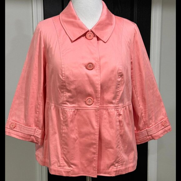 CJ Banks Christopher Banks Light Coral Button Front Jacket Ladies Plus Size X - Picture 1 of 6
